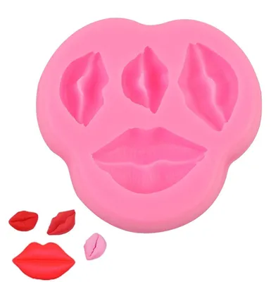 Immagine prodotto di Stampo in silicone a forma di labbra rosa, ideale per torte, cioccolatini, biscotti, gelatine e altri dolci. Utensile per la preparazione di dolci fatti in casa