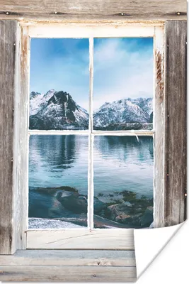 Produktbild von MuchoWow® Poster Aussicht - Berg - Wasser 120x180 cm - Kunstposter