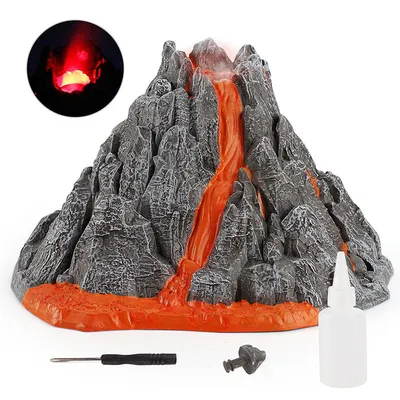 Produktbild von Vulkan spielzeug, Simulation Vulkan Modell Spray Rotlicht Zug Dinosaurier Modell Spielzeug Vulkan Spielzeug Zubehör, 25,5x23x15cm