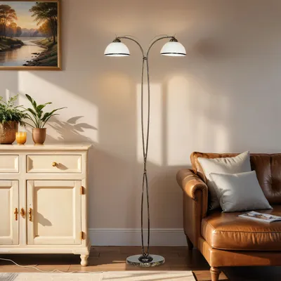 Produktbild von Stehlampe Wohnzimmer 168 cm 2-flammig Jugendstil Metall Glas Stehleuchte
