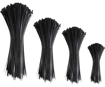 Immagine prodotto di Set di fascette stringicavo nere, resistenti ai raggi UV, 200 pezzi, 4 dimensioni, da 100 a 300 mm