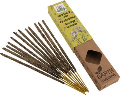 Immagine prodotto di Bastoncini d'incenso naturali arrotolati a mano Namaste India - Palo Santo Camomilla, Giallo, 23*4,5*2 cm, Bastoncini d'incenso indiani