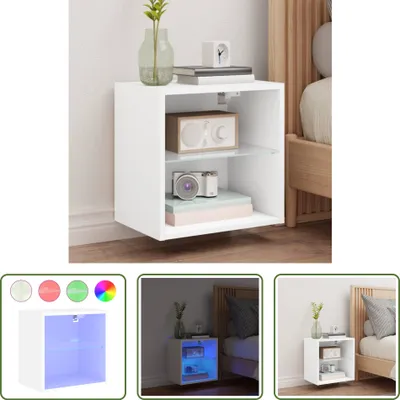 Image de The Living Store Table de nuit murale avec lampes LED Blanc