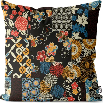 Produktbild von VOID Japan Blumen Nachbildung Tradition Kissenbezug Kissenhülle sofa couch wohnzimmer Nachbildungation wasserfest Outdoor Garten Kissen bezug deko
