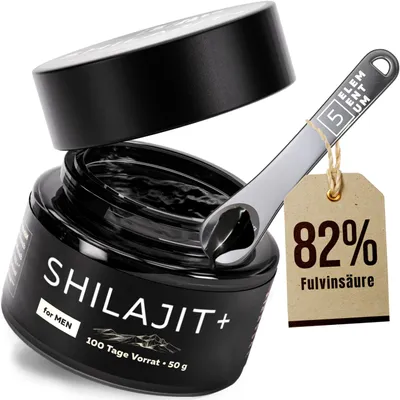 Produktbild von Shilajit Original Himalaya Hochdosiert Für Männer – 82% Fulvinsäure 50g Premium Mumijo Aus Himalya Gebirge I Handernte Inkl. 500mg Dosierlöffel