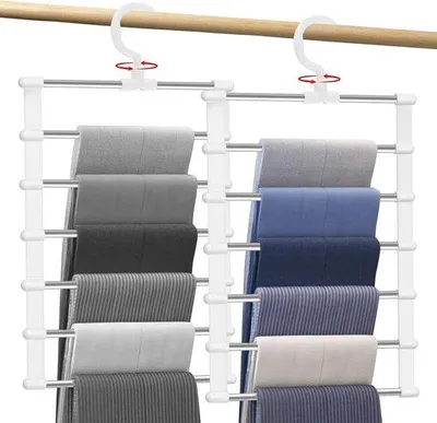 Produktbild von Famanu Hosenbügel 6 in 1 Set aus 2 rostfreiem Stahl für Hosen und Accessoires
