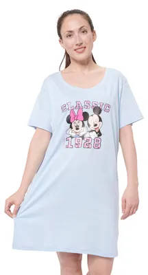 Produktbild von Disney Minnie Mouse Nachthemd für Damen - Schlafshirt Pyjama Kurzarm Oberteil Blau M