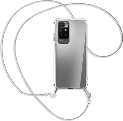 Produktbild von Handykette Backcover-Schutzhülle mit Band (Metall silberfarben) für Xiaomi Redmi 10 - silberfarbene Kette Snake