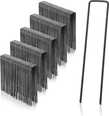 Imagen del producto de Anclajes de acero - Estacas para jardín - Fijación para exteriores - Acero al carbono resistente - 150 mm de longitud - Color plateado