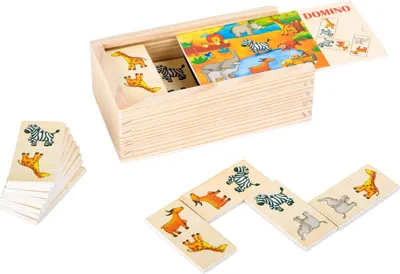 Zdjęcie produktu dla Domino Safari – Drewniane zabawki dla dzieci, 28 elementów
