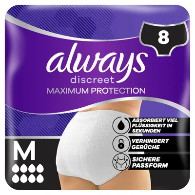 Productafbeelding van always 8700216662321 always Inkontinenzhosen discreet Maximum Protection M, 8 St.