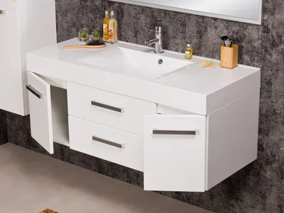 Produktbild von Quentis Badmöbel Aruva, Breite 120 cm, weiß glänzend, Waschbeckenunterschrank montiert