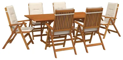 Imagen del producto de Juego de jardín de 7 piezas, fabricado en madera maciza de acacia natural