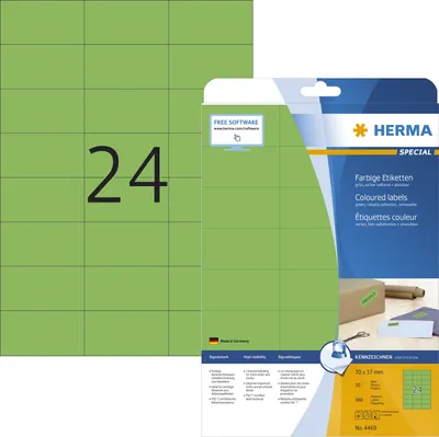 Produktbild von Etiketten A4 grün 70x37 mm Papier matt 480 St.