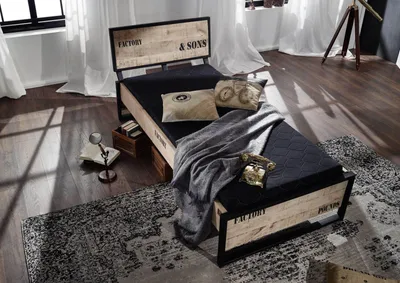 Produktbild von MASSIVMOEBEL24 Bett Mango 140x200x91 natur bedruckt FACTORY #139