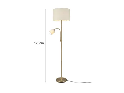 Produktbild von Zweiflammige Trio Stehleuchte / Leselampe HOTEL 170 cm mit Stoffschirmen Creme