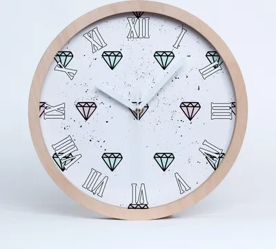 Produktbild von Holzuhr 30fi cm wanduhr - weiße Spitzen - Diamanten