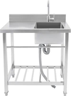 Produktbild von Gewerbliche Küchenspüle mit Armatur 360° drehbar Freistehend Edelstahl Spüle