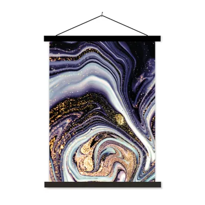Produktbild von MuchoWow® Textilposter Marmor - Lila - Luxus - Marmoroptik - Glitzer 60x80 cm mit schwarzem Rahmen - Plakathalter