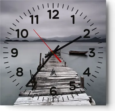 Produktbild von Wanduhr - Quadrat - Glasuhr - Brücke See - 40x40cm - Schleichendes Uhrwerk - Lautlos - zum Aufhängen bereit - Dekoration Modern - Wanddekoration aus Glas - C4AC40x40-3547