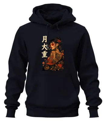 Produktbild von Ge Yakuza Tattoo Frau Japanisch Oni Japan Y2K Rose Hoodie Kapuzenpullover, Navy, M