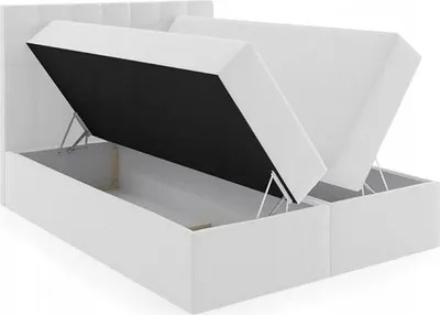 Produktbild von Bett, Boxspringbett MERA mit Bettkästen, OHNE Topper, Doppelbett, Stauraum, Schlafzimmer, Polsterbett, Bettgestell (160x200, Weiss - Madryt 120)