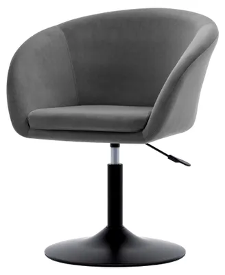 Produktbild von Höhenverstellbarer Schminkstuhl, Lounge Sessel aus Samt, Drehbarer Cocktailsessel mit Armlehne für Wohnzimmer, Esszimmer und Schlafzimmer, Grau