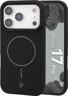 Produktbild von Silikon Handyhülle mit Magnetring für iPhone 17 Pro, Bizon Soft Case Magnetic, Schwarz