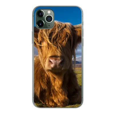 Produktbild von MuchoWow® Handyhülle Schutzhülle Hülle für iPhone 11 Pro Max Schottische Highlander - Tiere - Gras Silikon Softcase Handy Hülle - Schutz