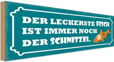 Produktbild von vianmo Holzschild 10x27 cm leckerste Fisch ist Schnitzel Essen Trinken