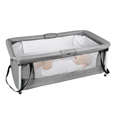 Image de Lit d'appoint Berceau pliable avec matelas Moustiquaire Filet Lit bébé 90x50x35cm Gris