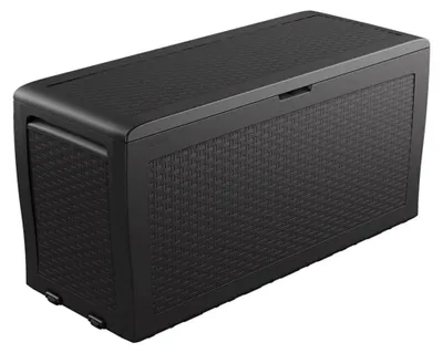 Produktbild von Gartenbox 270L Auflagenbox in Rattan-Optik, graphit, wetterfest, abschließbar
