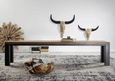 Image de MASSIVMOEBEL24 | Banc 160x35 Chêne sauvage huilé Tabacco brown VILLANDERS #323