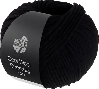 A ball of black yarn with a label.