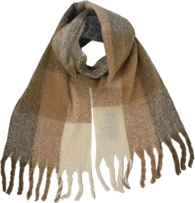 Produktbild von Damen Schal flauschig kariert Oversize weich groß , Farbe:Braun
