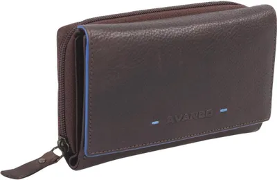 Produktbild von Leder Damenlangbörse braun-blau