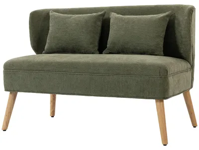 Produktbild von HOMCOM Sofa 2 Sitzer kleine 117 cm Couch mit Flügelrücken, 2 Wurfkissen