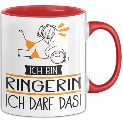 Produktbild von Geschenk für Ringerin Tasse Lustige Geschenkidee Geburtstag Ich Bin Ringerin Ich Darf Das (Rot)