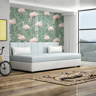 Obrázek produktu pro Jednolůžková čalouněná postel 90x195 ESTRADA 2 - mátová / krémová