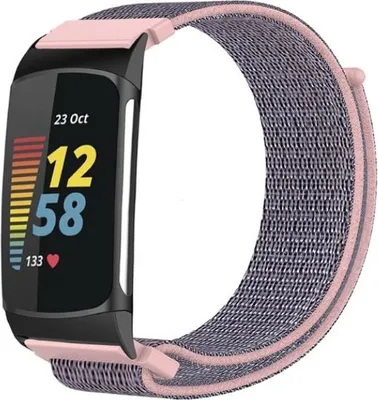 Produktbild von Nylon-Smartwatch-Armband – Passend für Fitbit Charge 5 / Fitbit Charge 6 – pink – Strap-it Uhrenarmband / Armband