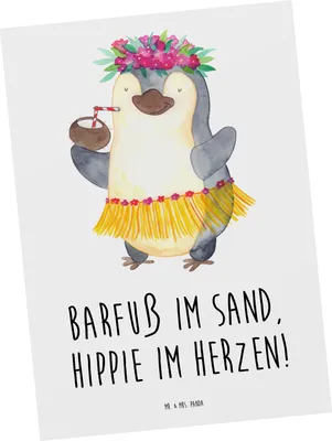 Produktbild von Mr. & Mrs. Panda Ansichtskarte Sommer Hippie - Weiß - Geschenk, Strand, Postkarten, Sommerferien Abschiedsgeschenk, bildkarte, Postkarte, Motivkarte, Jahreszeiten, Natur