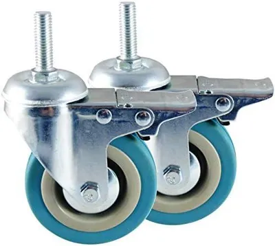 Produktbild von 2 Möbelrollen mit Gewindestift und Bremse (50 mm)