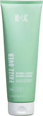 Image de MULAC – FRIZZ OVER – Shampooing anti-frisottis, à base de tensioactifs d'origine végétale, de lait de coco et d'avocat, pour cheveux abîmés et frisés, formule végane