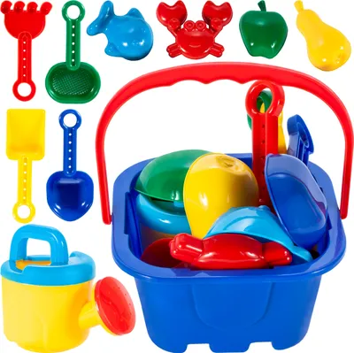 Produktbild von Malplay Sandspielzeug Set mit Sand Förmchen + Gießkanne | Set für Kinder | Strandspielzeug Formen | 10 TLG | Geschenk für Jungen und Mädchen ab 3 Jahren