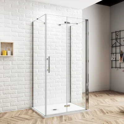 Produktbild von U-From Duschkabine 90x80x90cm (Seitenwand:90cm) Eckeinstieg Falttür+Drehtür Duschtür Duschabtrennung