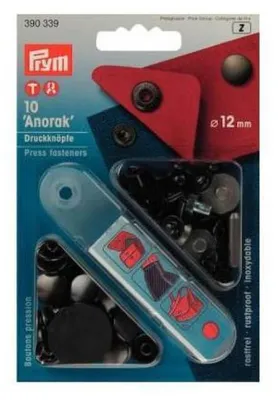 Produktbild von Prym 390339, Messing, Schwarz, Rund, Kunst-Taste, 10 Stück(e), Sichtverpackung
