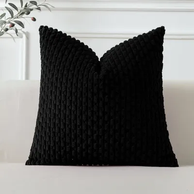 Obrázek produktu pro Pohovka, potah na polštář, proužkovaný, kordurový materiál, 40x40 cm, černý, 1 kus