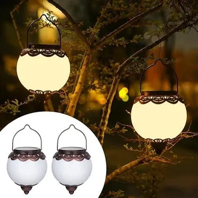 Zdjęcie produktu dla Latarnia solarna wiszące metal vintage retro balkon 2 szt