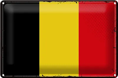 Produktbild von Blechschild Flagge Belgien 30x20cm Retro Flag of Belgium