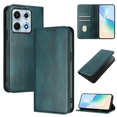 Produktbild von Handyhülle für Motorola Edge 70 Max, Vintage Leder RFID Schutz Kartenfach Standfunktion Magnetische Klapphülle Grün